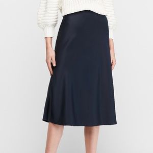Midi satin navy skirt